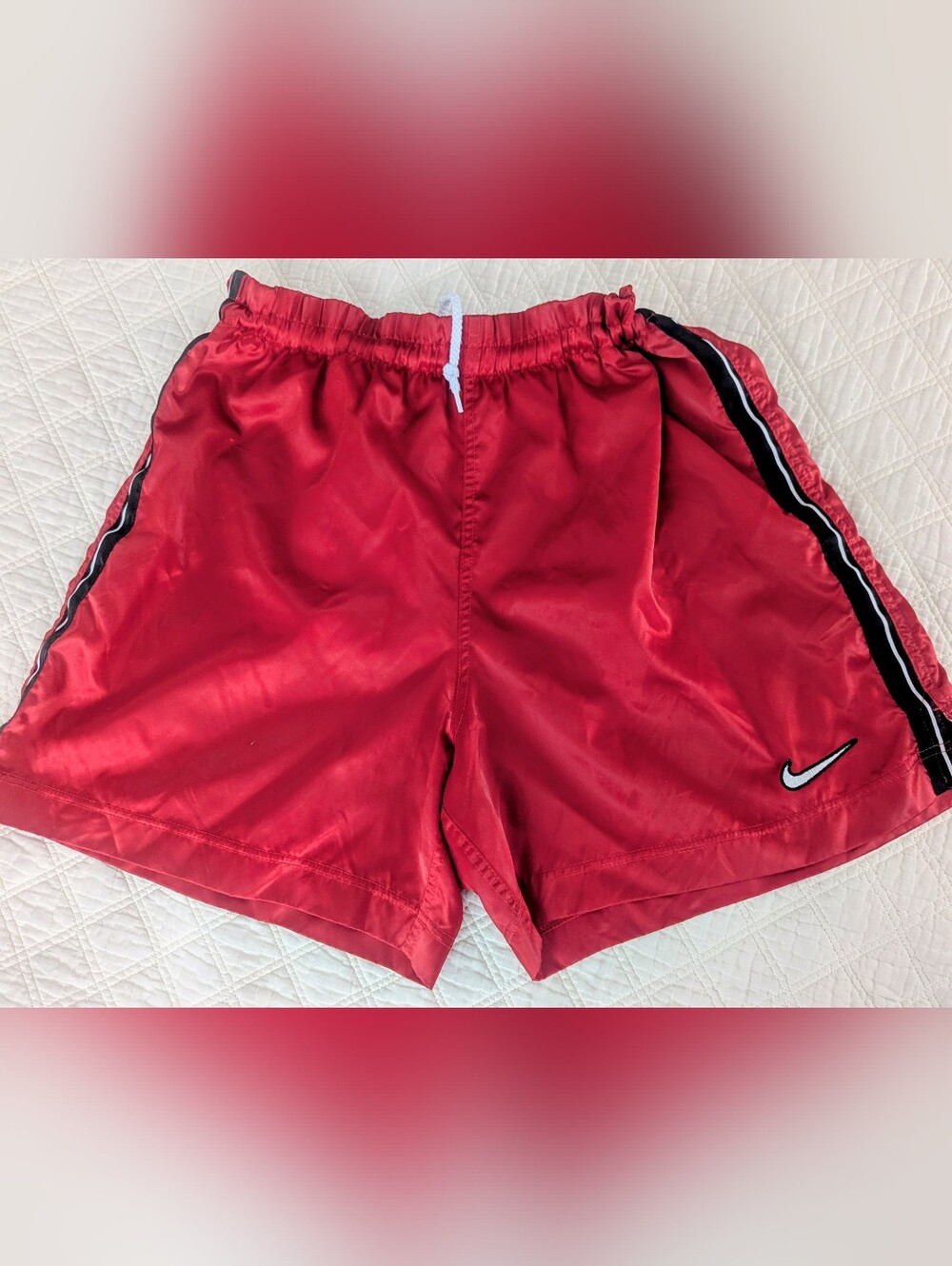 Nike Red Athletic Shorts with Black Trim
